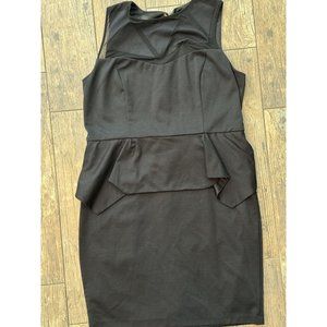 Thalía Sodi XL Sleeveless Solid Peplum Black Dress